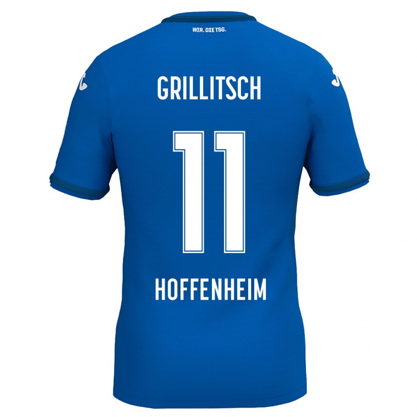 Kids Football Florian Grillitsch #11 Royal Blue Home Jersey 2024/25 T-Shirt Za