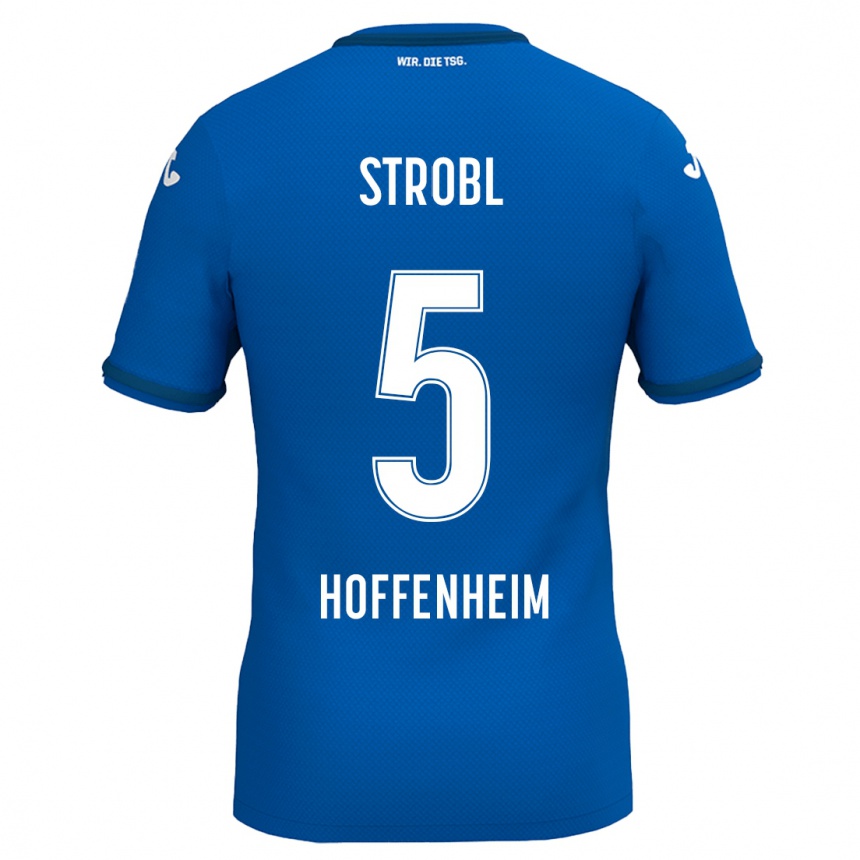 Kids Football Lars Strobl #5 Royal Blue Home Jersey 2024/25 T-Shirt Za