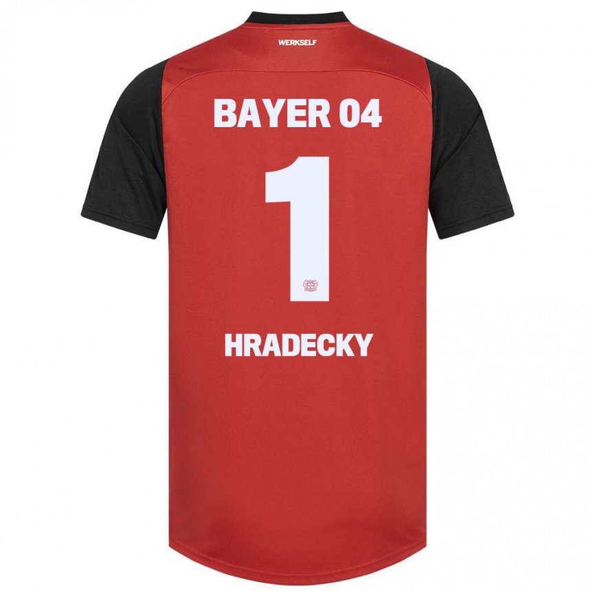 Kids Football Lukas Hradecky #1 Red Black Home Jersey 2024/25 T-Shirt Za