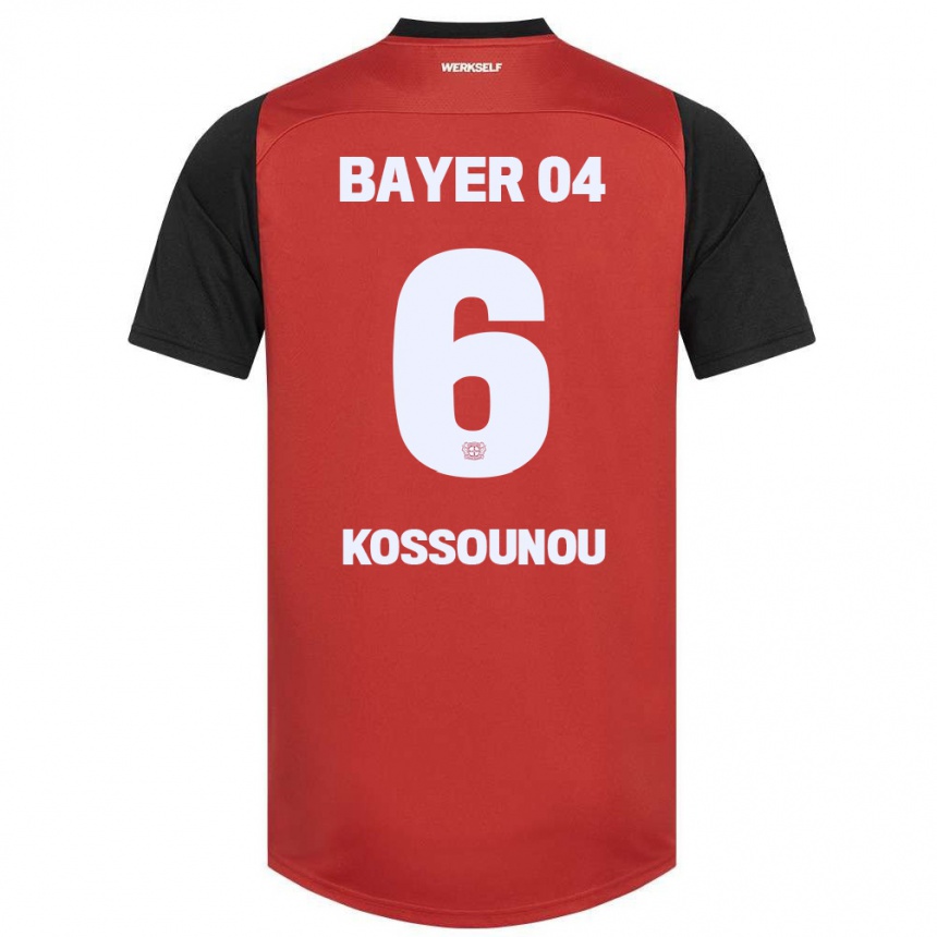 Kids Football Odilon Kossounou #6 Red Black Home Jersey 2024/25 T-Shirt Za