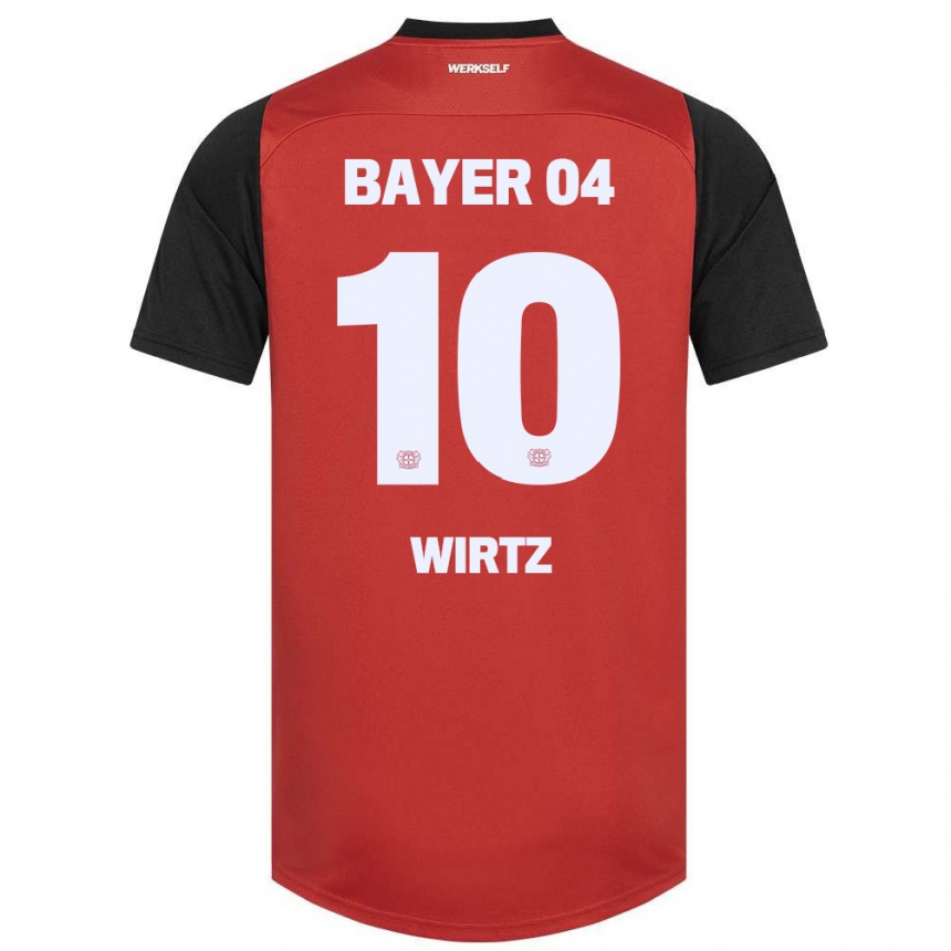 Kids Football Florian Wirtz #10 Red Black Home Jersey 2024/25 T-Shirt Za