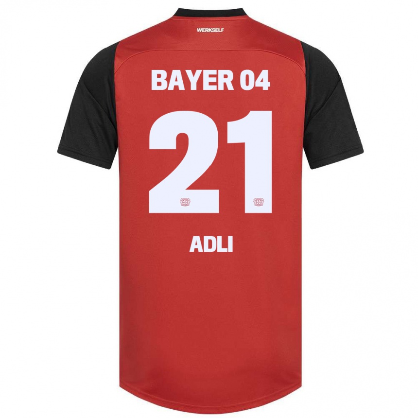 Kids Football Amine Adli #21 Red Black Home Jersey 2024/25 T-Shirt Za