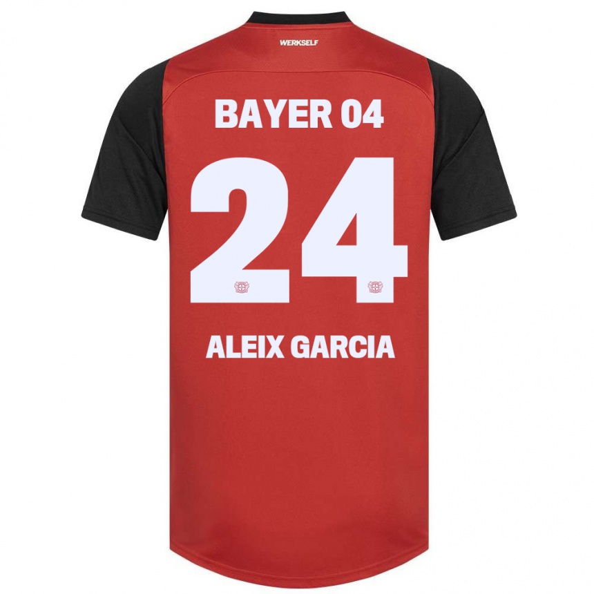 Kids Football Aleix García #24 Red Black Home Jersey 2024/25 T-Shirt Za