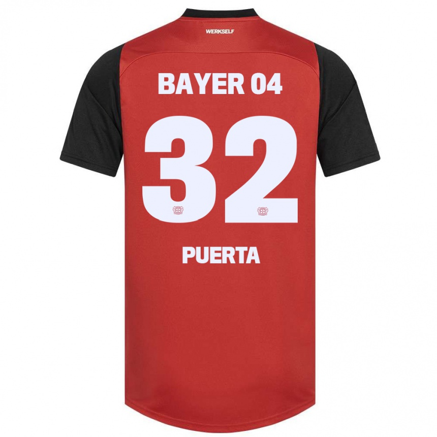 Kids Football Gustavo Puerta #32 Red Black Home Jersey 2024/25 T-Shirt Za