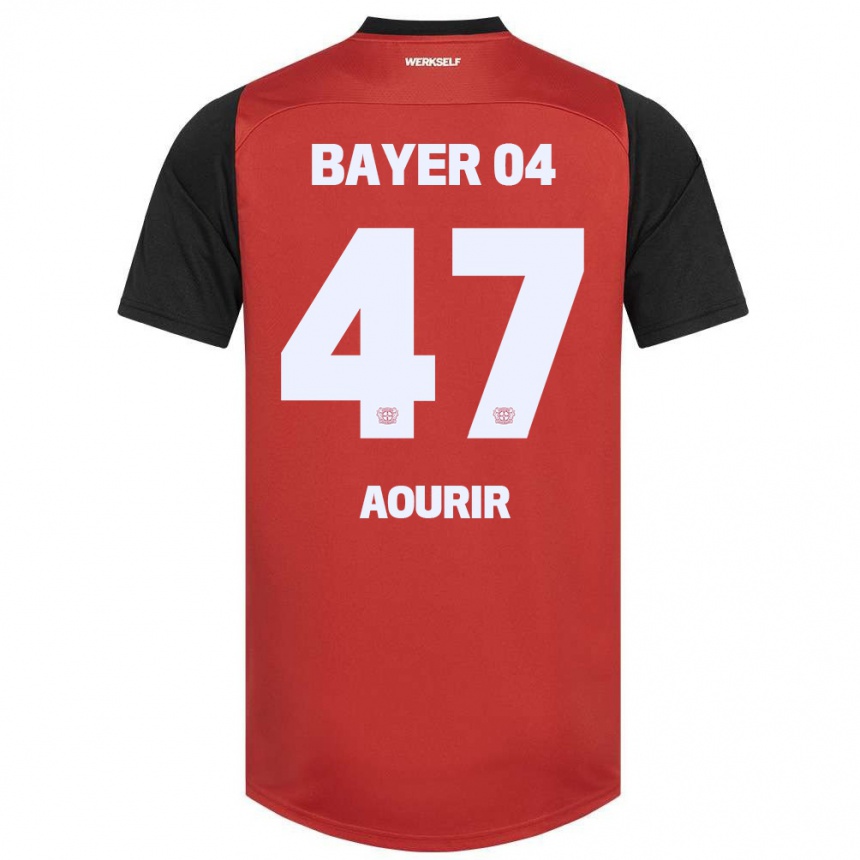 Kids Football Ayman Aourir #47 Red Black Home Jersey 2024/25 T-Shirt Za