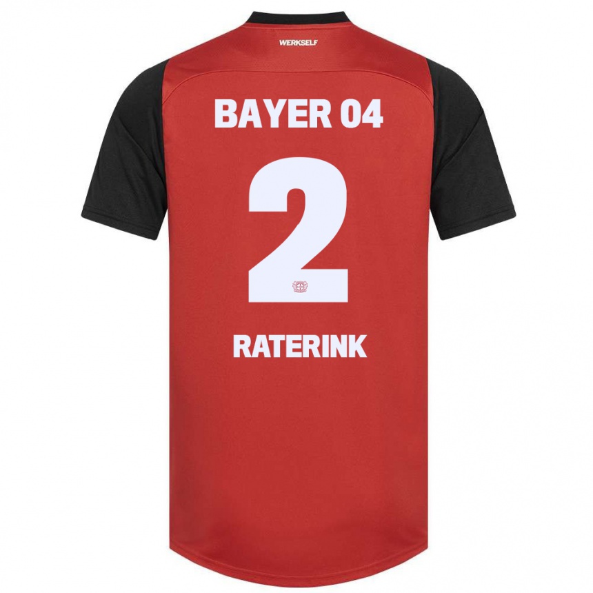 Kids Football Othniël Raterink #2 Red Black Home Jersey 2024/25 T-Shirt Za