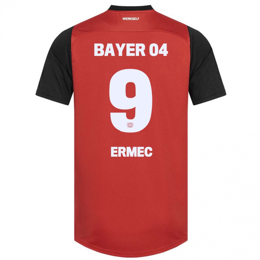 Kids Football Berkan Ermec #9 Red Black Home Jersey 2024/25 T-Shirt Za