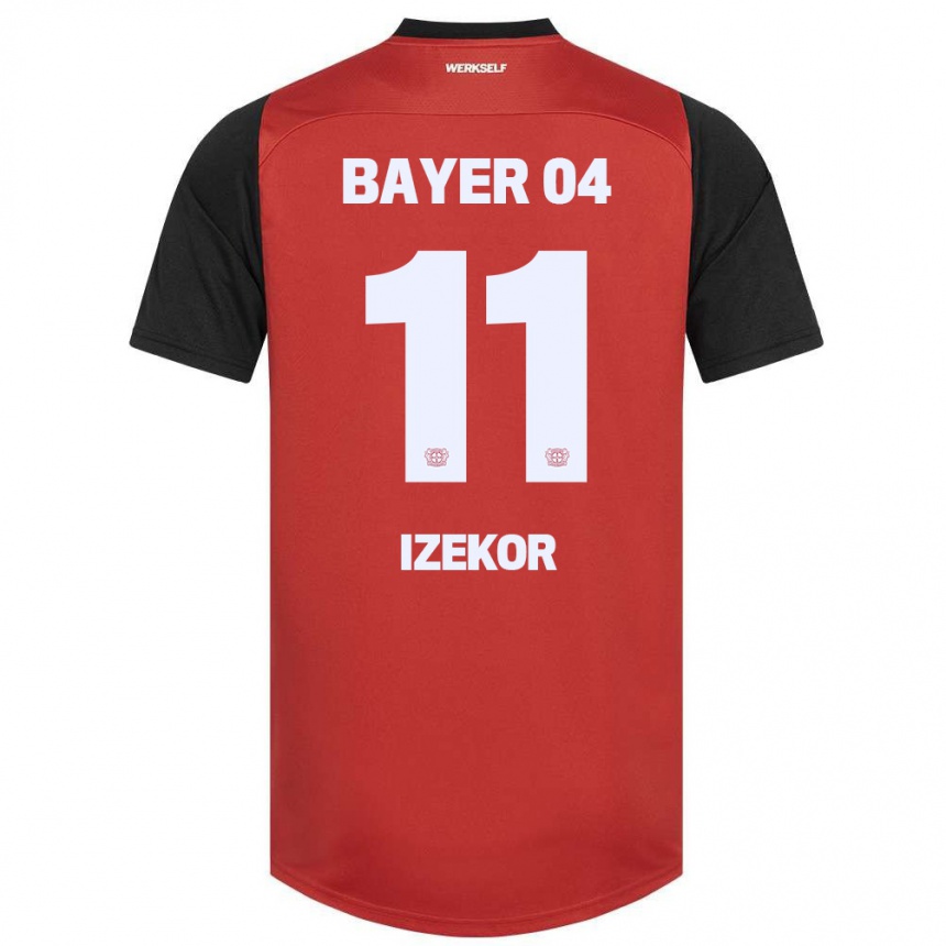 Kids Football Ken Izekor #11 Red Black Home Jersey 2024/25 T-Shirt Za