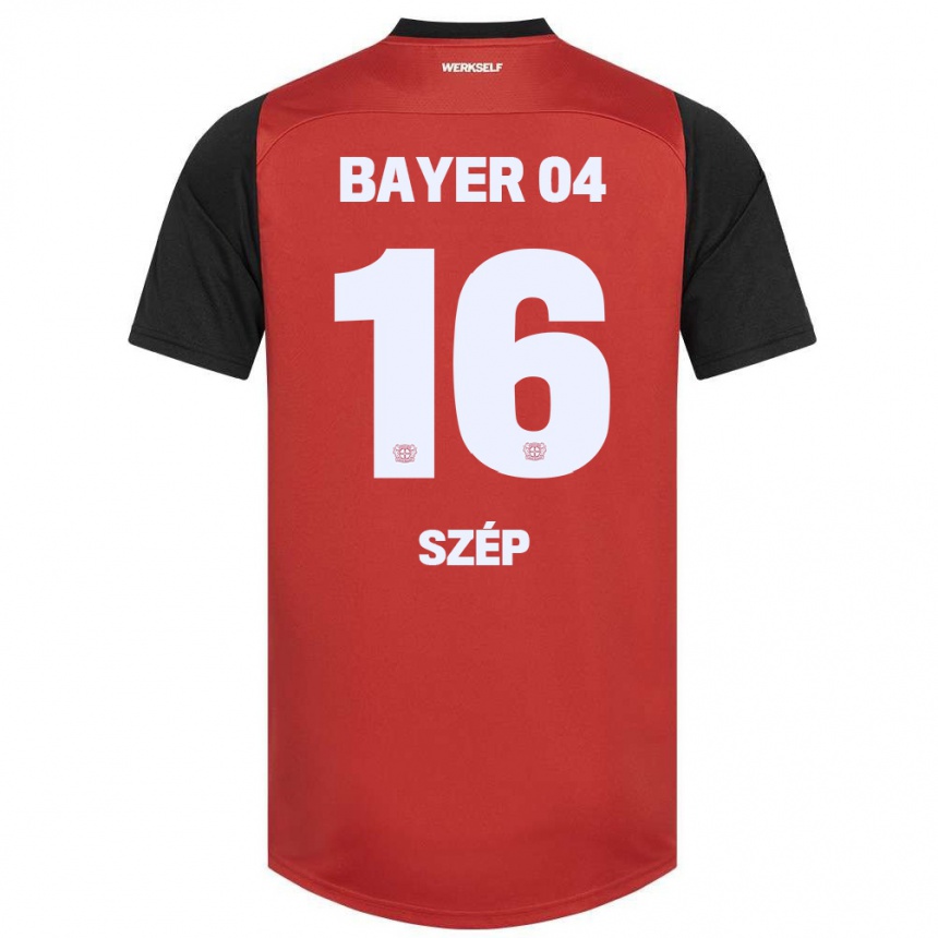 Kids Football Márton Szép #16 Red Black Home Jersey 2024/25 T-Shirt Za