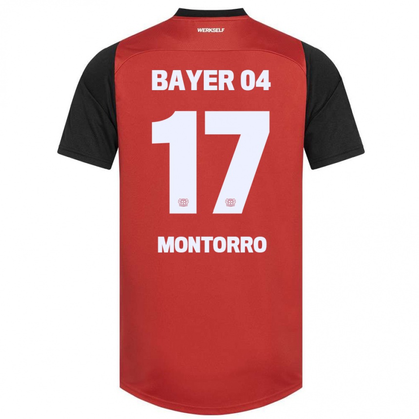 Kids Football Josuè Montorro #17 Red Black Home Jersey 2024/25 T-Shirt Za