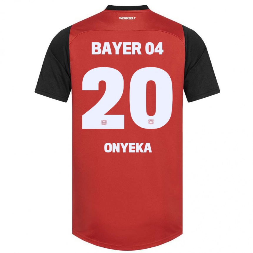 Kids Football Francis Onyeka #20 Red Black Home Jersey 2024/25 T-Shirt Za