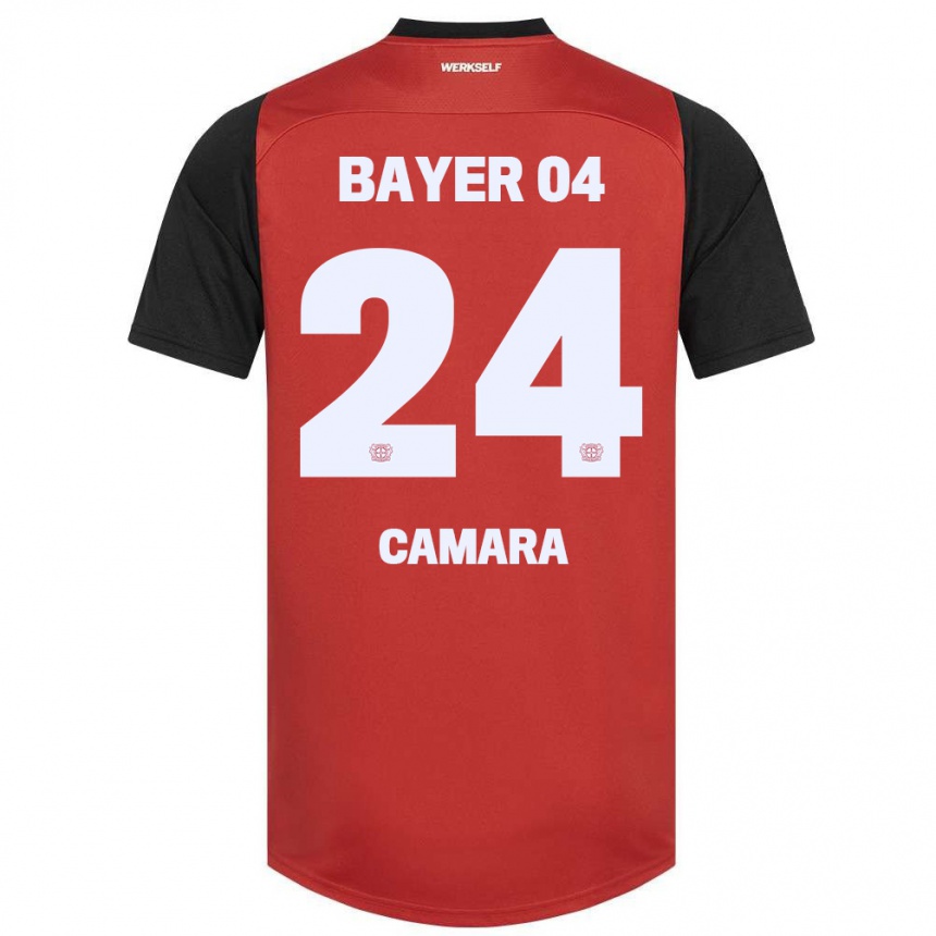 Kids Football Nourdine Camara #24 Red Black Home Jersey 2024/25 T-Shirt Za