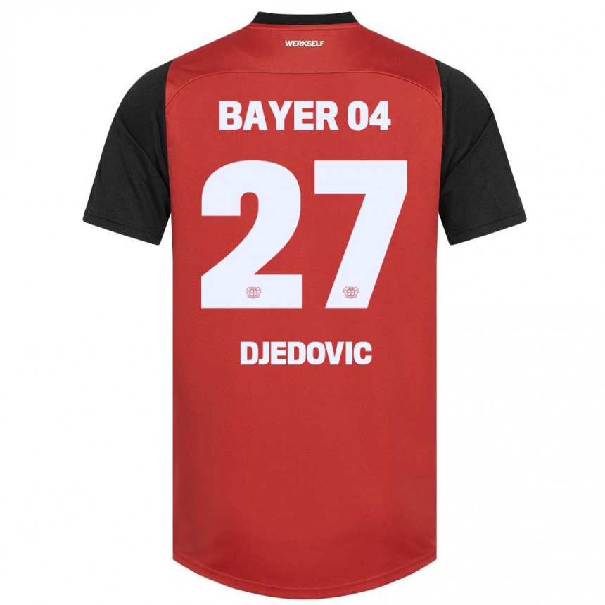 Kids Football Seldin Djedovic #27 Red Black Home Jersey 2024/25 T-Shirt Za