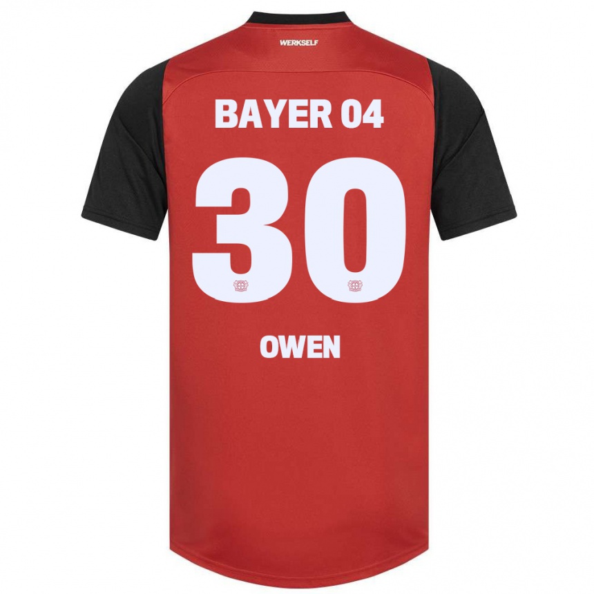 Kids Football Emmanuel Owen #30 Red Black Home Jersey 2024/25 T-Shirt Za