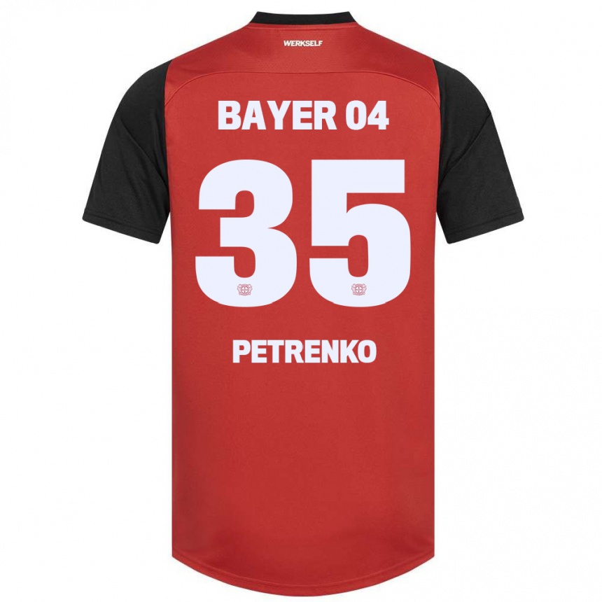 Kids Football Oleksandr Petrenko #35 Red Black Home Jersey 2024/25 T-Shirt Za