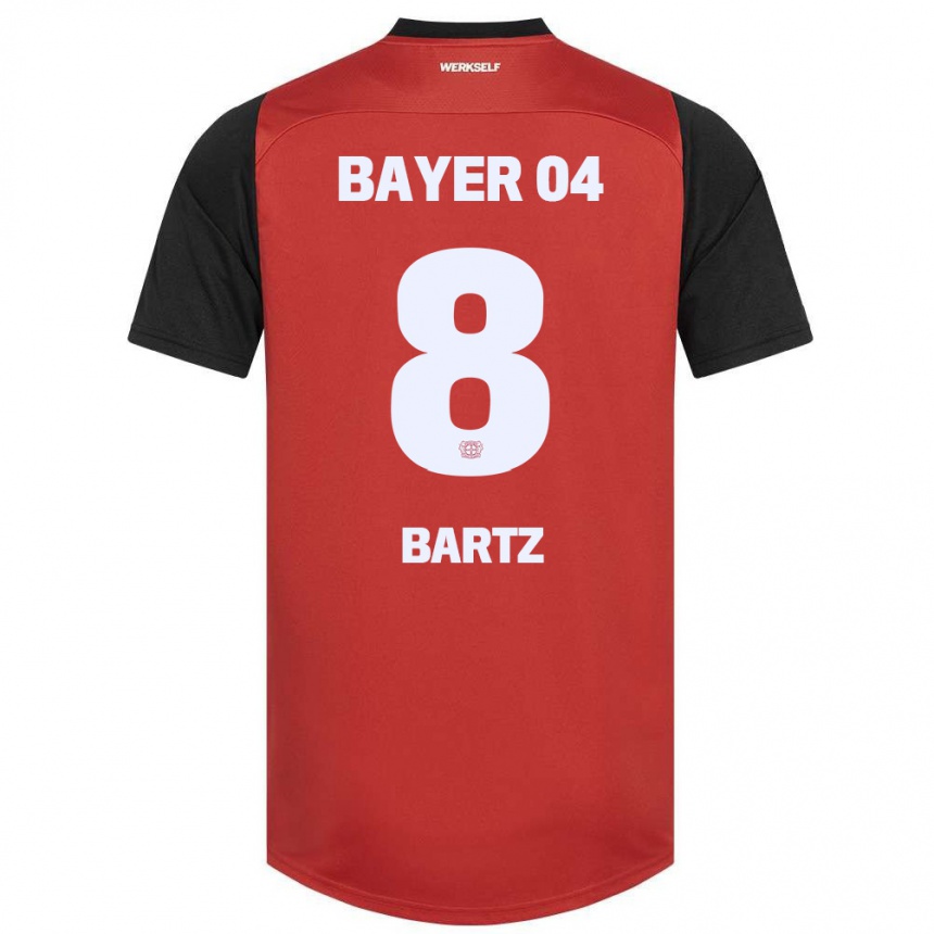 Kids Football Paulina Bartz #8 Red Black Home Jersey 2024/25 T-Shirt Za