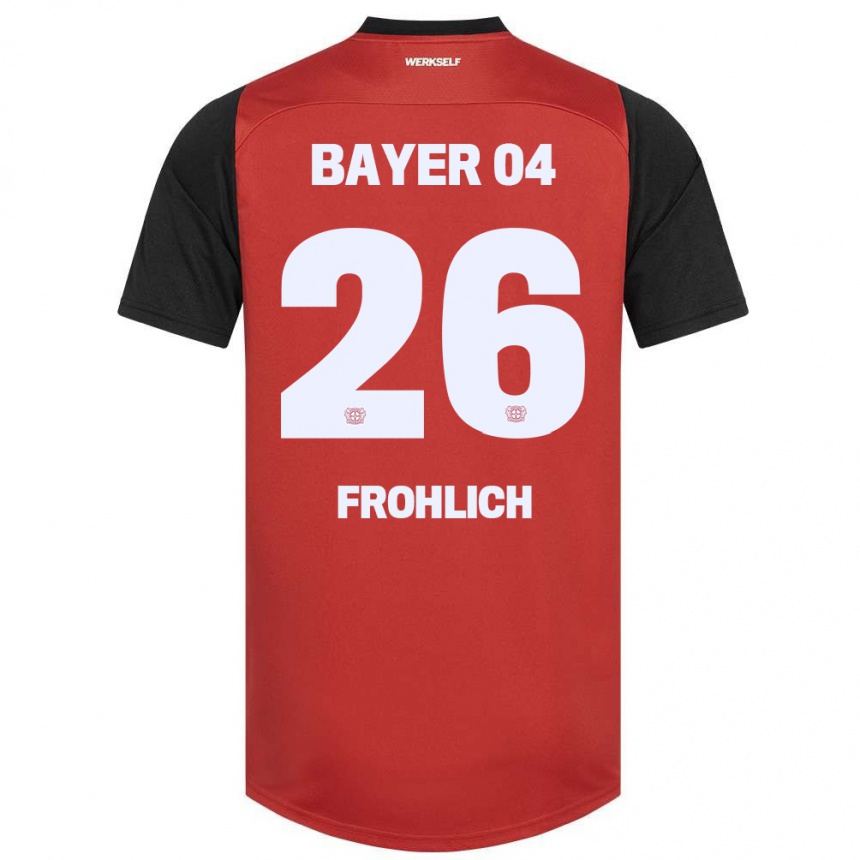 Kids Football Clara Fröhlich #26 Red Black Home Jersey 2024/25 T-Shirt Za