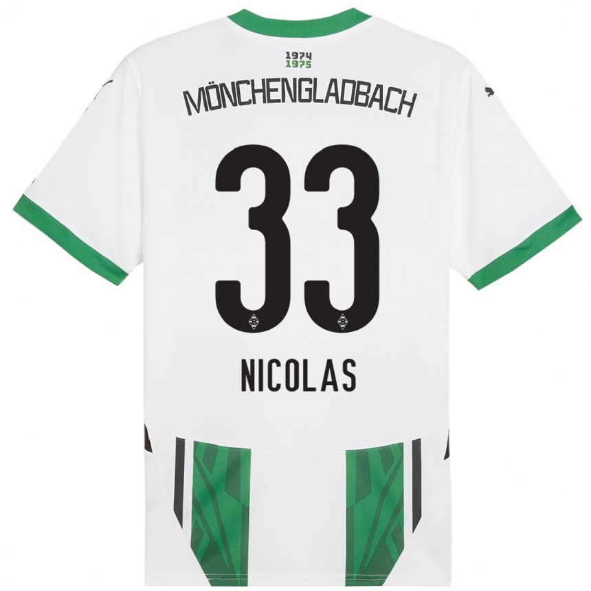 Kids Football Moritz Nicolas #33 White Green Home Jersey 2024/25 T-Shirt Za