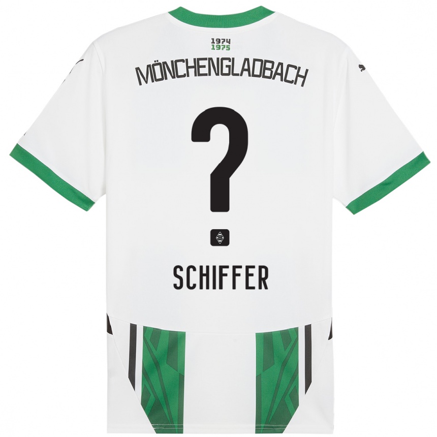 Kids Football Ben Schiffer #0 White Green Home Jersey 2024/25 T-Shirt Za