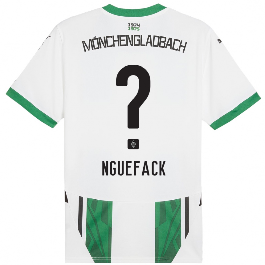 Kids Football Mathieu Nguefack #0 White Green Home Jersey 2024/25 T-Shirt Za