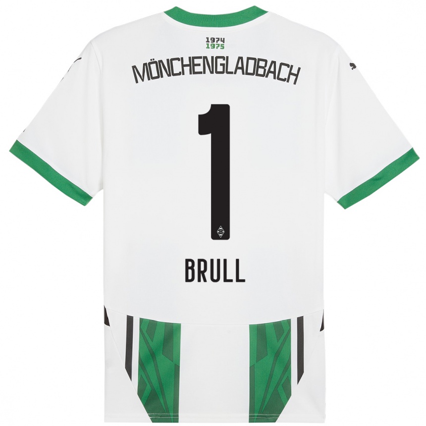 Kids Football Maximilian Brüll #1 White Green Home Jersey 2024/25 T-Shirt Za