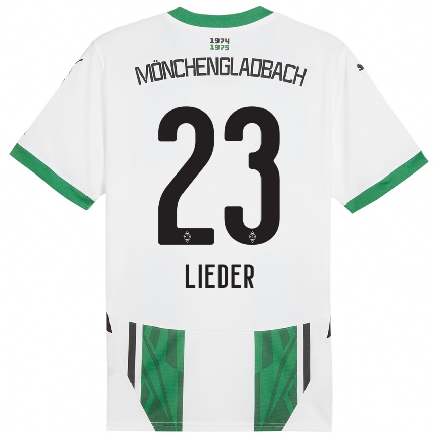 Kids Football Michel Lieder #23 White Green Home Jersey 2024/25 T-Shirt Za