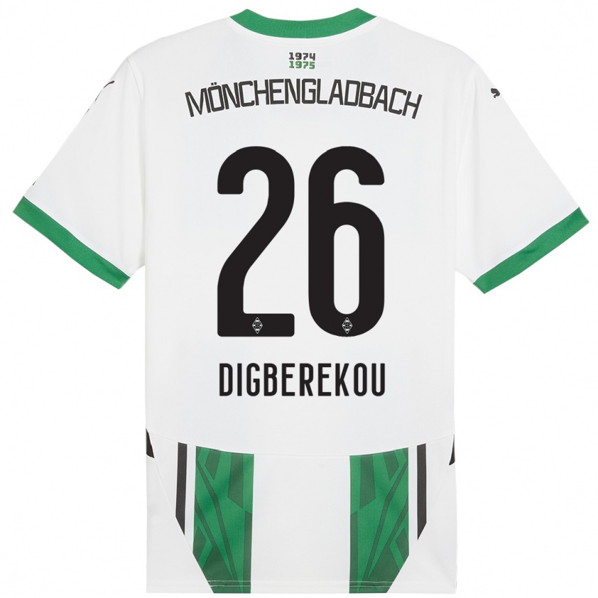 Kids Football Ibrahim Digberekou #26 White Green Home Jersey 2024/25 T-Shirt Za