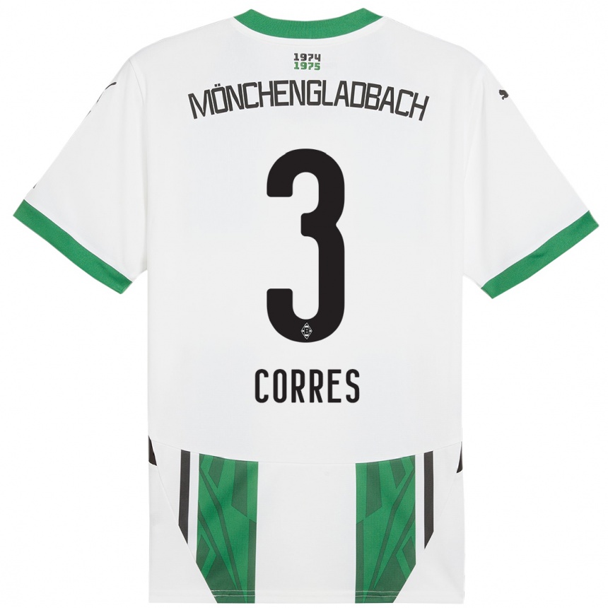 Kids Football Carolin Corres #3 White Green Home Jersey 2024/25 T-Shirt Za