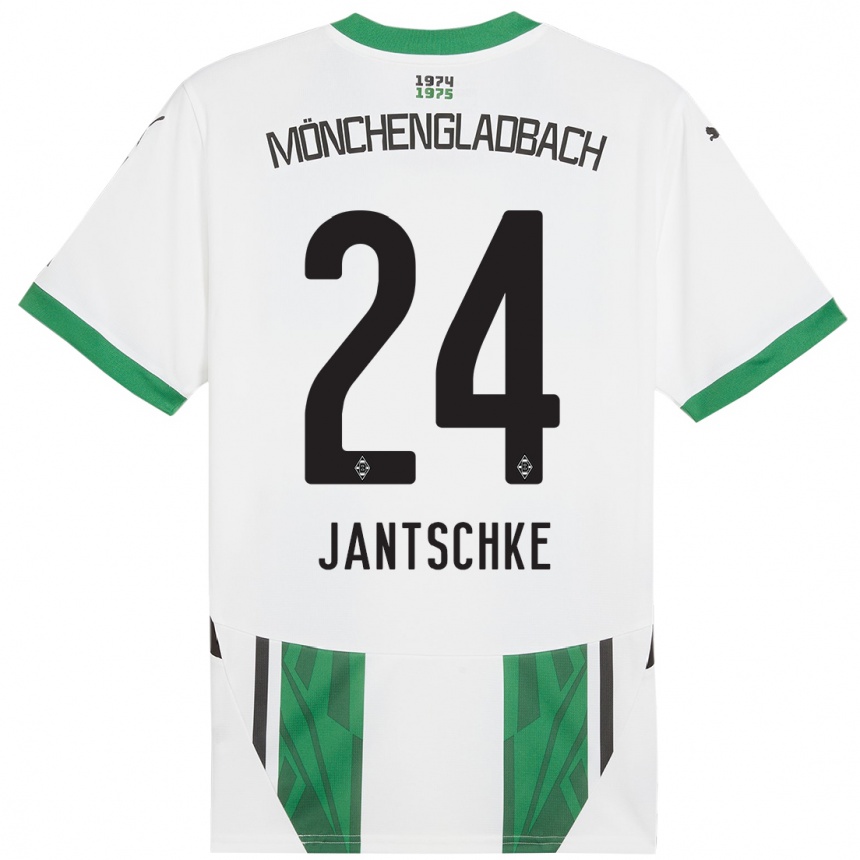 Kids Football Tony Jantschke #24 White Green Home Jersey 2024/25 T-Shirt Za