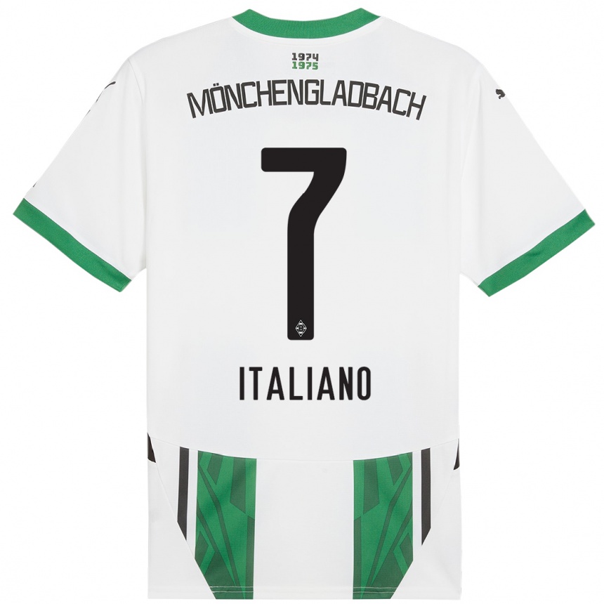 Kids Football Jacob Italiano #7 White Green Home Jersey 2024/25 T-Shirt Za