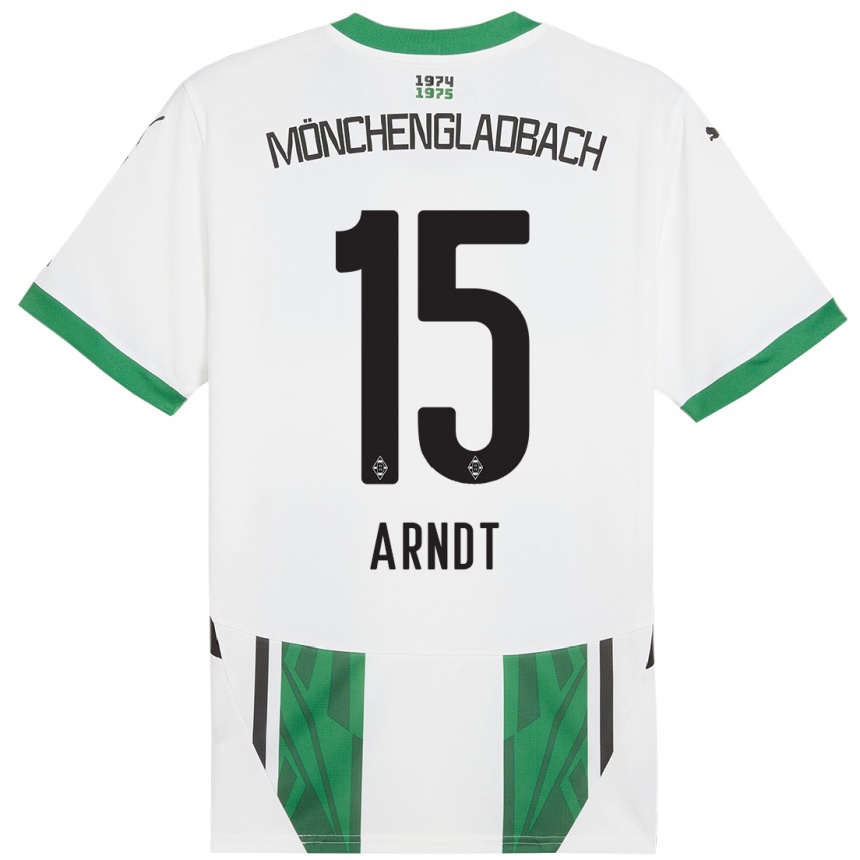 Kids Football Leo Arndt #15 White Green Home Jersey 2024/25 T-Shirt Za