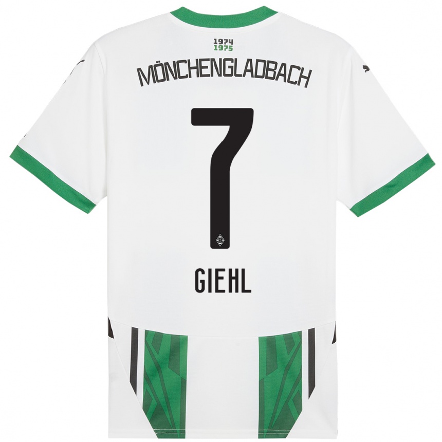 Kids Football Madita Giehl #7 White Green Home Jersey 2024/25 T-Shirt Za