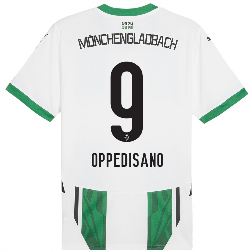 Kids Football Valentina Oppedisano #9 White Green Home Jersey 2024/25 T-Shirt Za