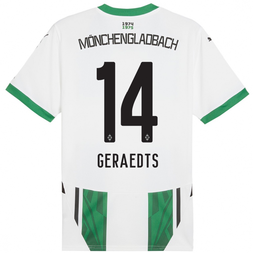 Kids Football Kelsey Geraedts #14 White Green Home Jersey 2024/25 T-Shirt Za