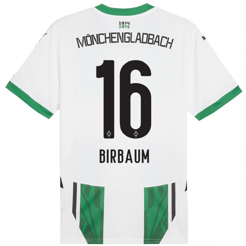 Kids Football Anne Birbaum #16 White Green Home Jersey 2024/25 T-Shirt Za