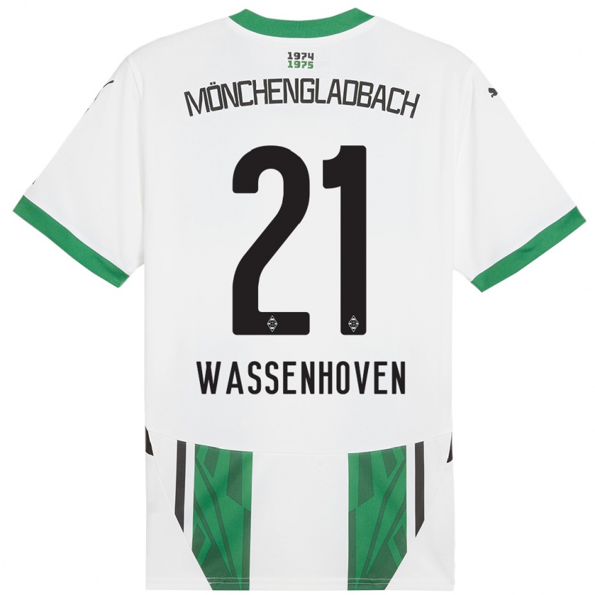 Kids Football Michelle Wassenhoven #21 White Green Home Jersey 2024/25 T-Shirt Za