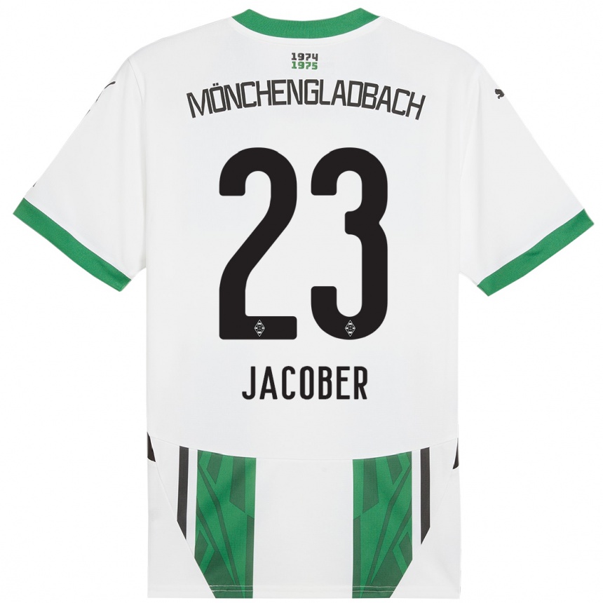 Kids Football Magdalena Jacober #23 White Green Home Jersey 2024/25 T-Shirt Za