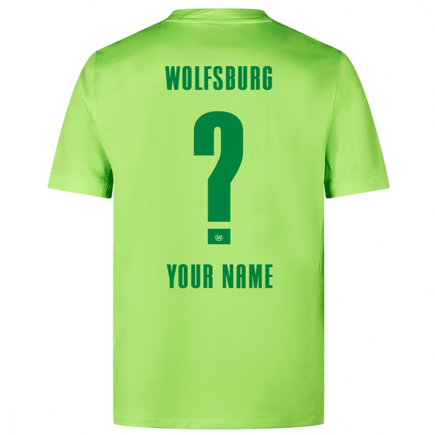 Kids Football Your Name #0 Fluorescent Green Home Jersey 2024/25 T-Shirt Za