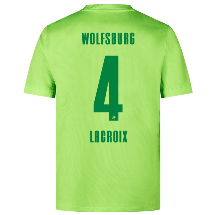 Kids Football Maxence Lacroix #4 Fluorescent Green Home Jersey 2024/25 T-Shirt Za