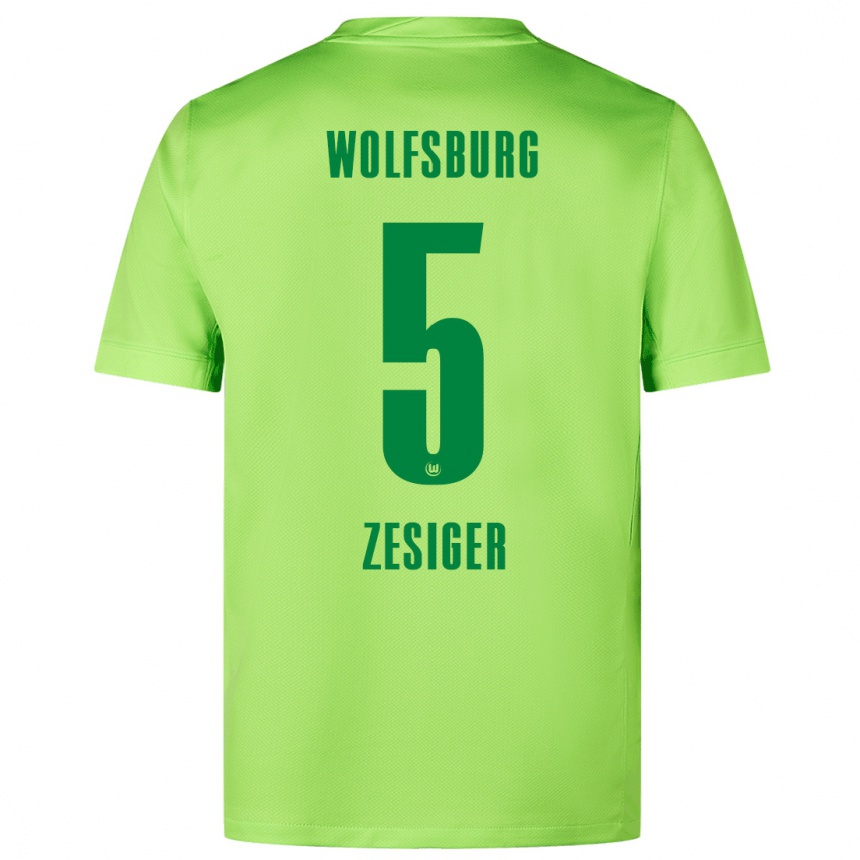 Kids Football Cédric Zesiger #5 Fluorescent Green Home Jersey 2024/25 T-Shirt Za