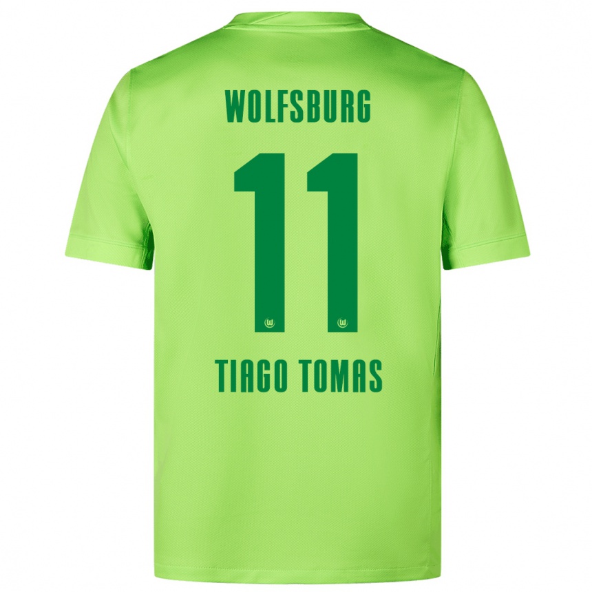 Kids Football Tiago Tomás #11 Fluorescent Green Home Jersey 2024/25 T-Shirt Za