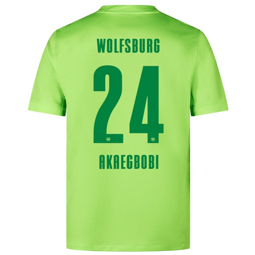 Kids Football Jonathan Akaegbobi #24 Fluorescent Green Home Jersey 2024/25 T-Shirt Za