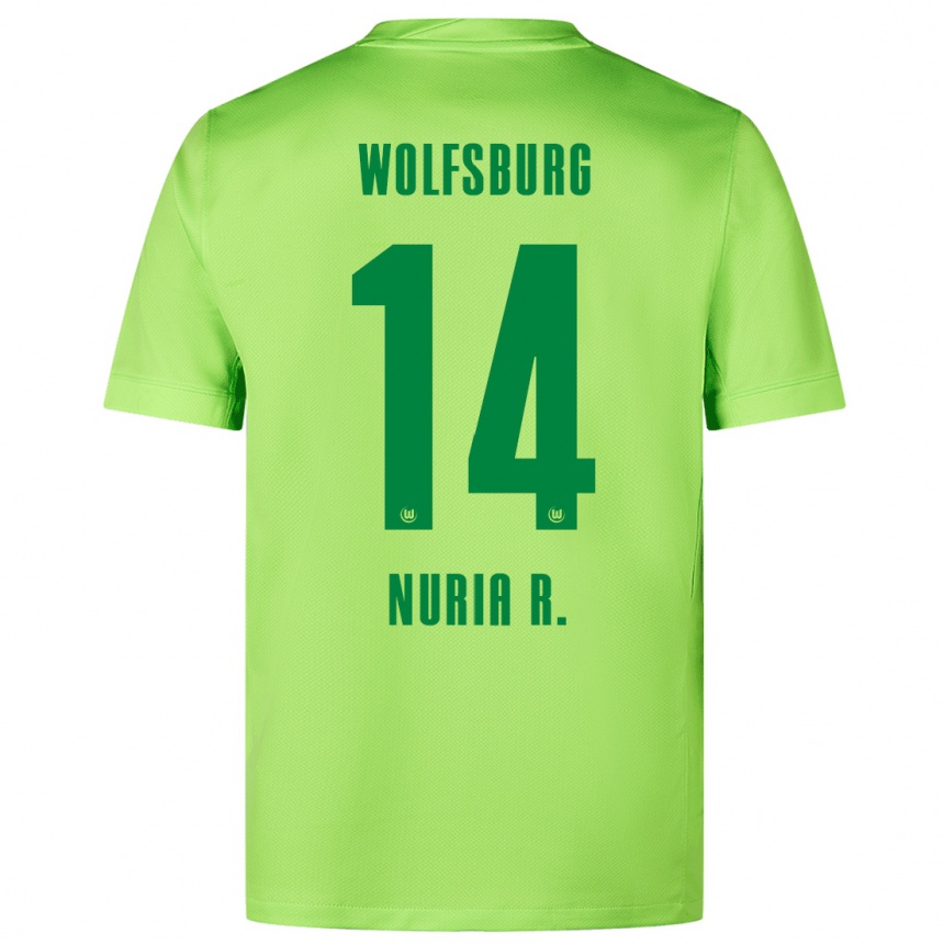 Kids Football Nuria Rabano #14 Fluorescent Green Home Jersey 2024/25 T-Shirt Za