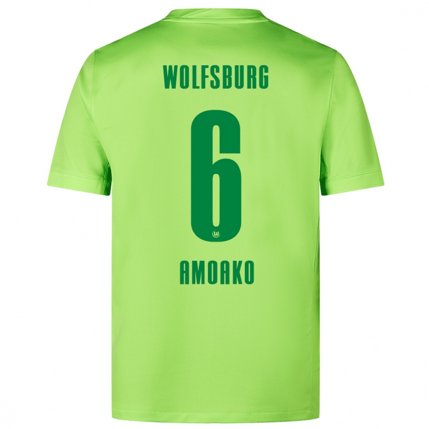 Kids Football Kofi Jeremy Amoako #6 Fluorescent Green Home Jersey 2024/25 T-Shirt Za