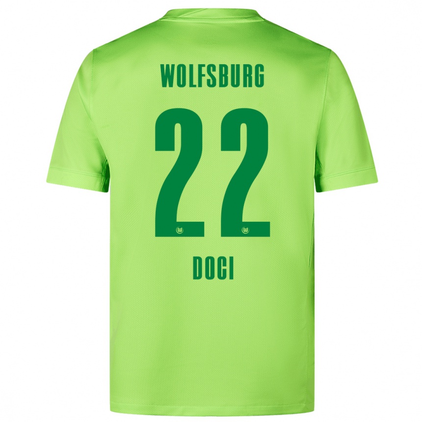 Kids Football Adrian Doci #22 Fluorescent Green Home Jersey 2024/25 T-Shirt Za