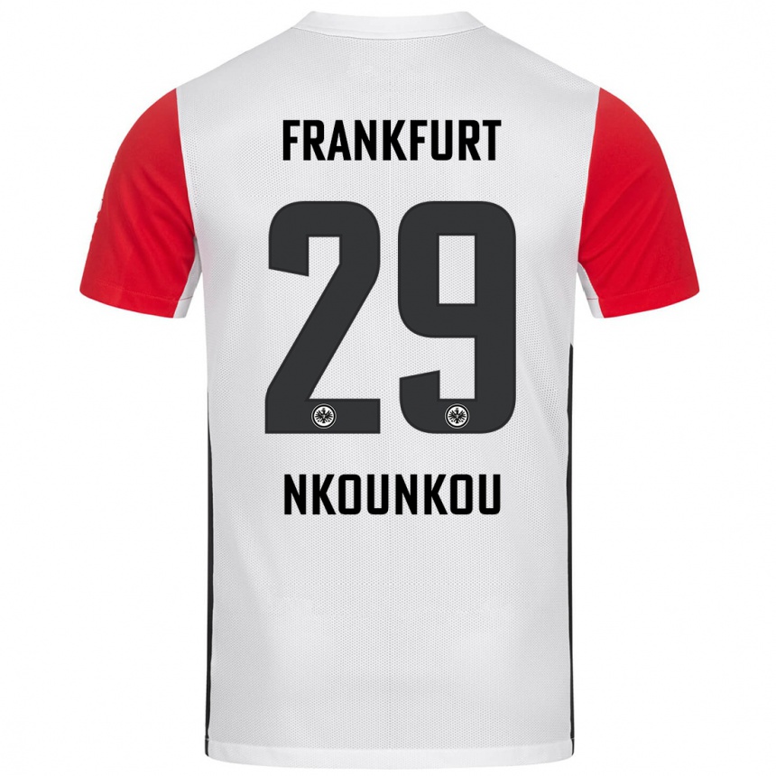 Kids Football Niels Nkounkou #29 White Red Home Jersey 2024/25 T-Shirt Za