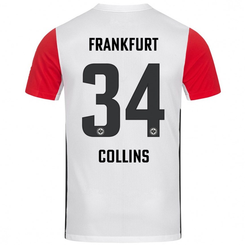 Kids Football Nnamdi Collins #34 White Red Home Jersey 2024/25 T-Shirt Za