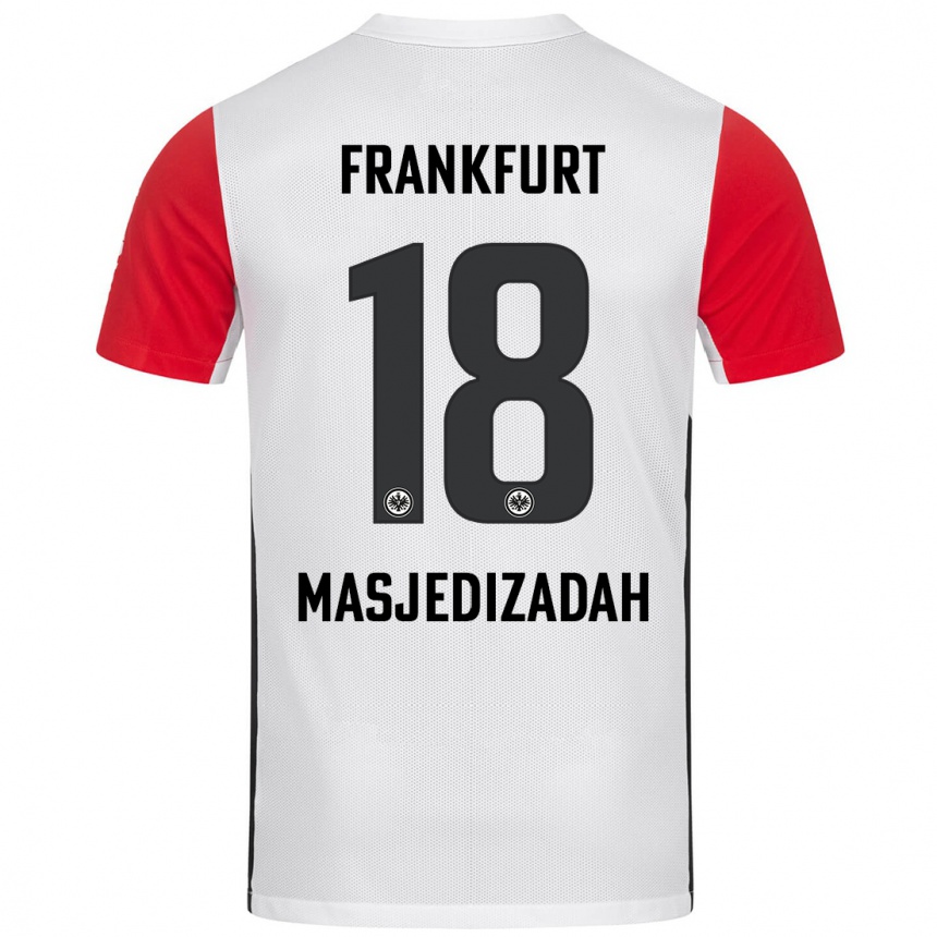 Kids Football Abolfazl Masjedizadah #18 White Red Home Jersey 2024/25 T-Shirt Za