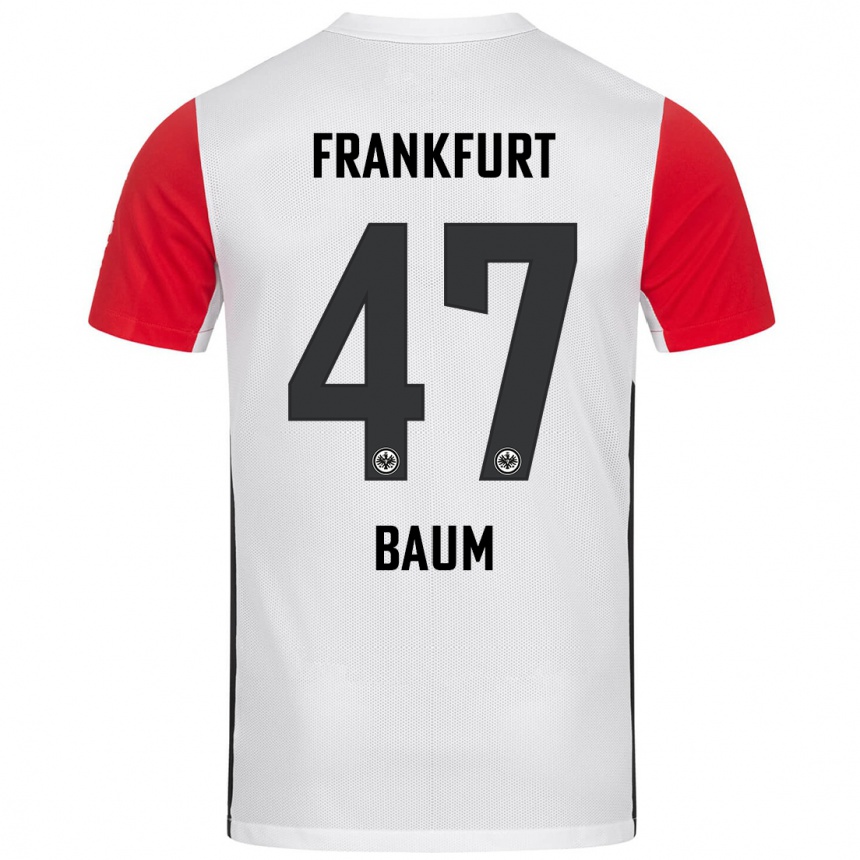 Kids Football Elias Baum #47 White Red Home Jersey 2024/25 T-Shirt Za