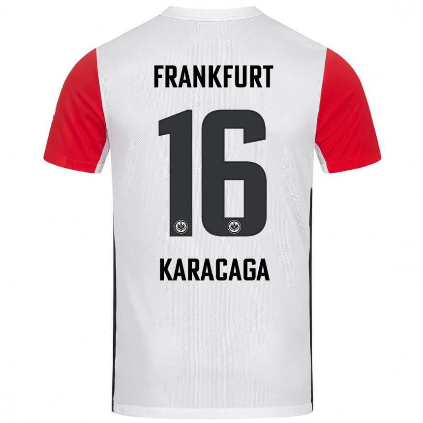 Kids Football Tom Karacaga #16 White Red Home Jersey 2024/25 T-Shirt Za